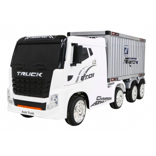 Container Truck White + Semitrailer