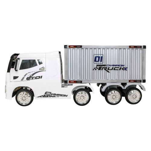 Container Truck White + Semitrailer