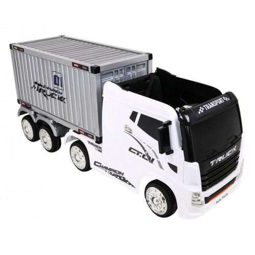 Container Truck White + Semitrailer