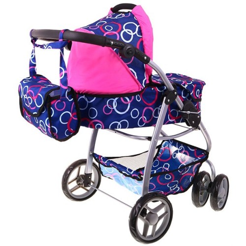 Dolls pram (gondola, stroller + bag) with rotating wheels