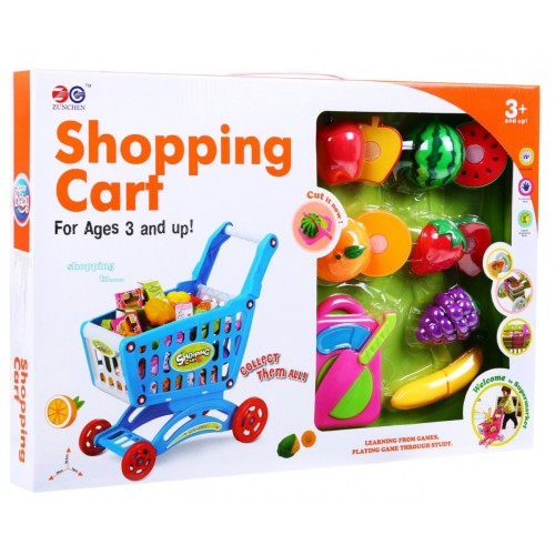 Stroller Shopping Cart Set Fruit For Slicing Blue
