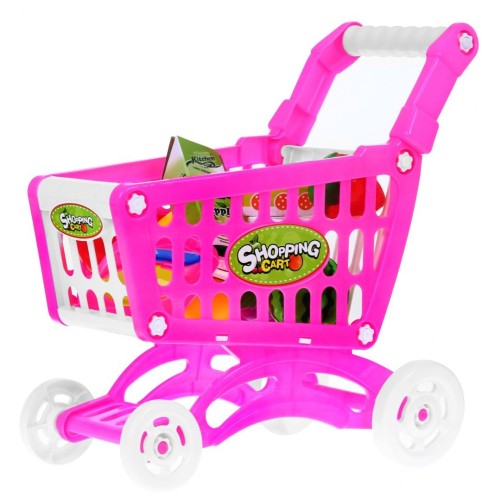 Stroller Shopping Cart Set Cutting Fruit Pink