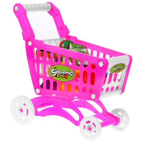 Stroller Shopping Cart Set Cutting Fruit Pink