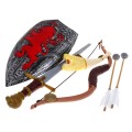 Medieval warrior set, bow, shield, sword, horn