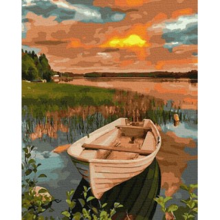 Painting by numbers 40x50 Boat at Sunset