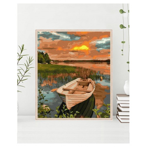 Painting by numbers 40x50 Boat at Sunset