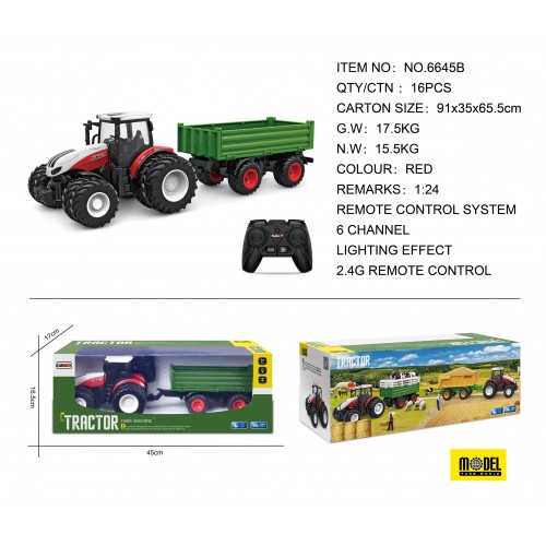 Red R/C Tractor With Green Semi-trailer