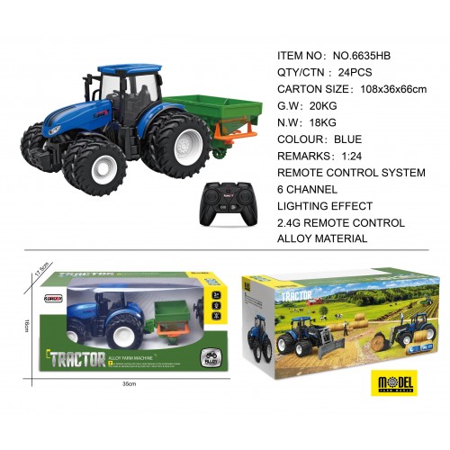 Blue R/C Tractor With Seeder