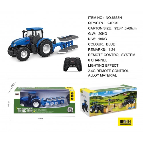 Blue R/C Tractor With Plow