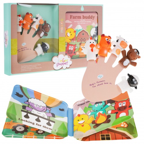 Farm Rubber Puppet Set + Booklet