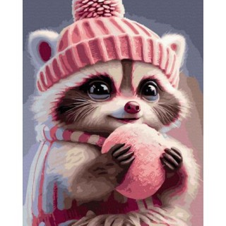 Painting by numbers 40x50 Happy Raccoon