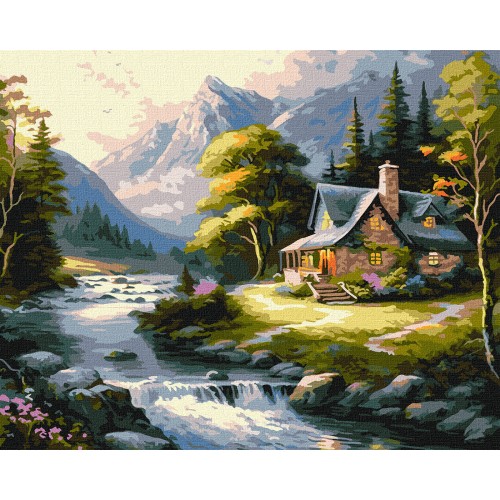 Painting By Numbers Set 40x50cm House In The Mountains
