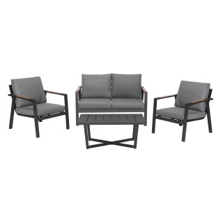 Aluminum Garden Furniture Sofa + Two Armchairs + Table