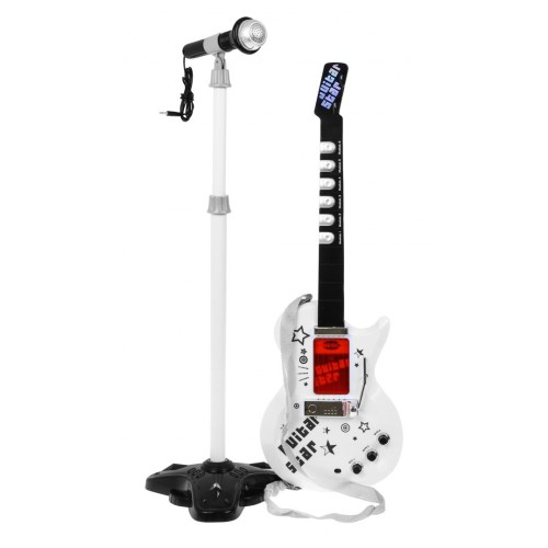 Electric Guitar Stand Microphone White