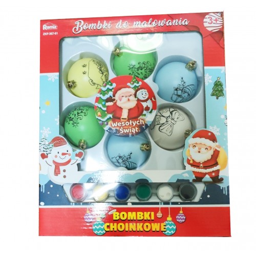 Set of Christmas Baubles with Paints