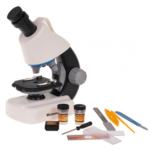 White Microscope + Test Tubes and Accessories