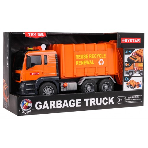 Orange Garbage Truck with Sound Function + Accessories