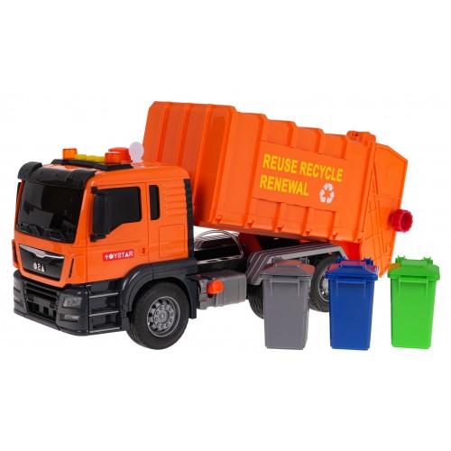 Orange Garbage Truck with Sound Function + Accessories