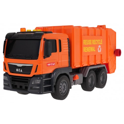 Orange Garbage Truck with Sound Function + Accessories