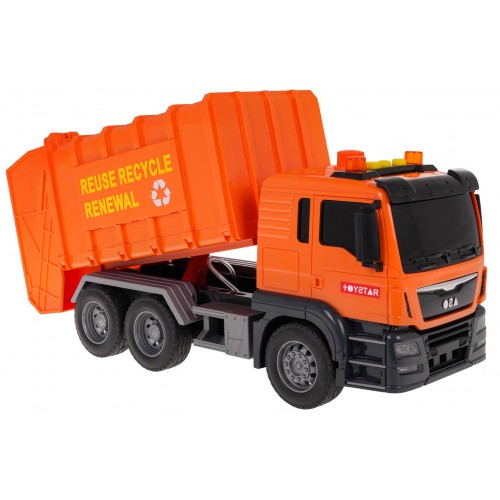 Orange Garbage Truck with Sound Function + Accessories