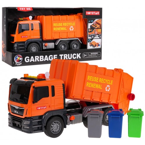 Orange Garbage Truck with Sound Function + Accessories