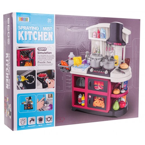 Kitchen Kitchenette with Sound and Water Function 52 pieces. Grey