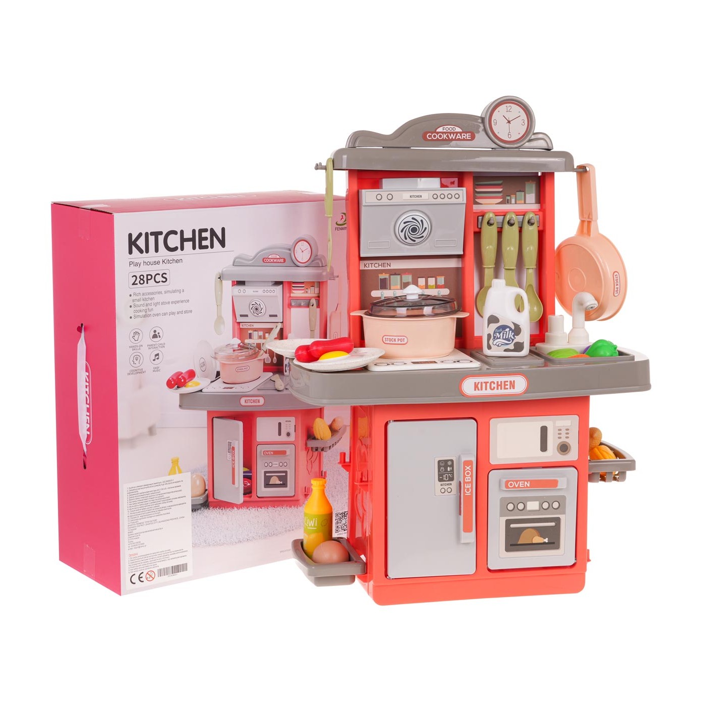 Kitchen Kitchenette with Sound Function 28 pcs. Pink