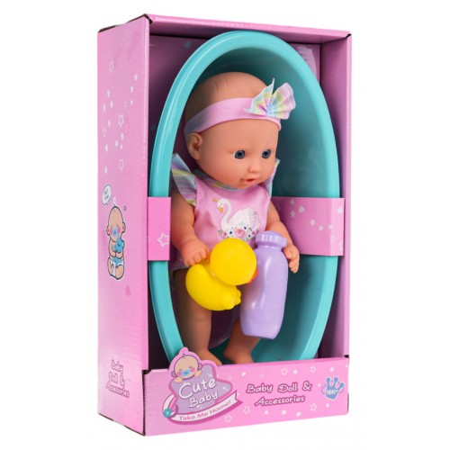 Baby doll with bathtub + accessories