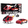 Helicopter + Fire Department Car Set