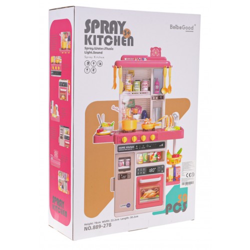 Kitchen Kitchenette with Light, Sound and Water Function 50 pieces. Pink