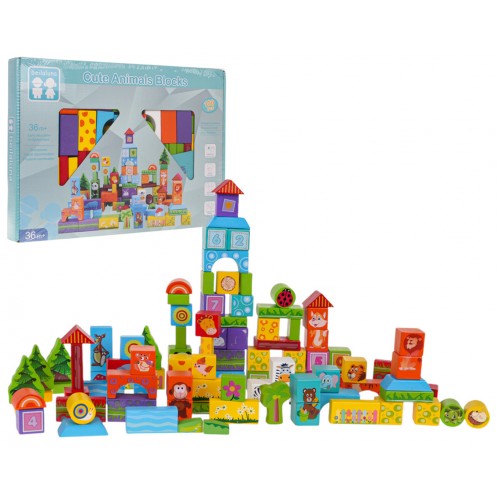 Wooden Animal Blocks Set 100pcs.