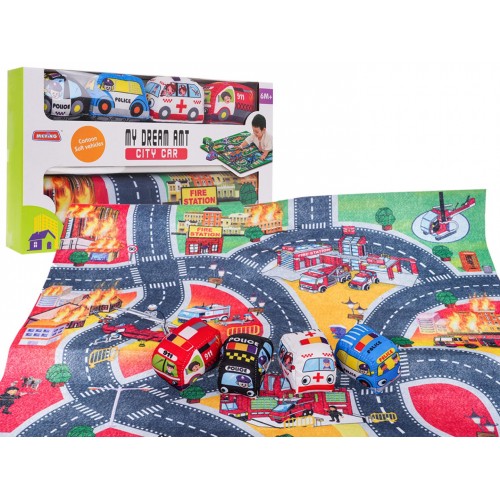 City Fire Department Mat + Soft Car Set