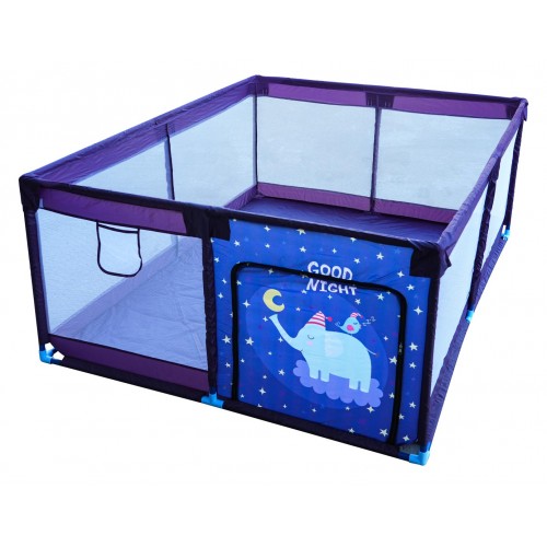 Soft Baby Playpen Rectangle Night Elephant