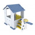 3in1 Garden House for Children Blue Roof + Slide + Basketball