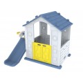 3in1 Garden House for Children Blue Roof + Slide + Basketball