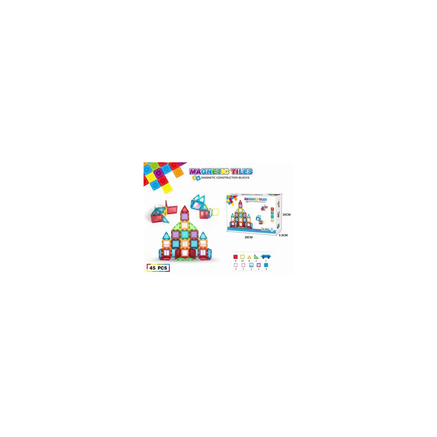 Magnetic Blocks Set 45 pcs.