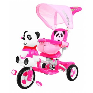 3-wheeled Panda Bike for Kids Pink + Sounds + Roof + Barrier + Footrest + Handle + Storage