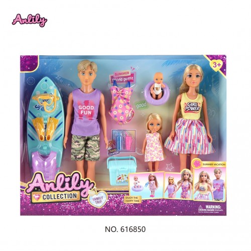 Doll Set, Family on Vacation + Accessories