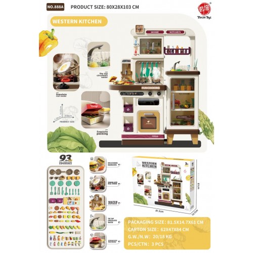 MEGA Kitchen with Light, Sound and Steam Function + Accessories