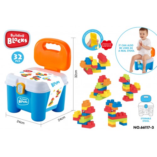 Soft Blocks Set + Storage Chair Blue