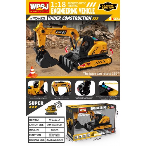Excavator with Sound and Light Function 1:18