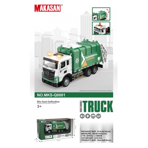 Metal Garbage Truck with Light Function