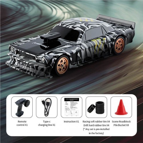 R/C Drift Car 1:43 Green + Accessories