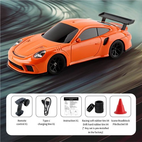 R/C Drift Car 1:43 Orange + Accessories