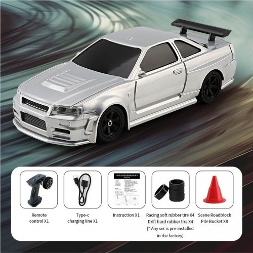 R/C Drift Car 1:43 White + Accessories