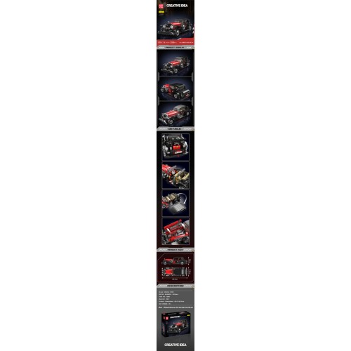Retro Vehicle Red Building Blocks Set 1308pcs.