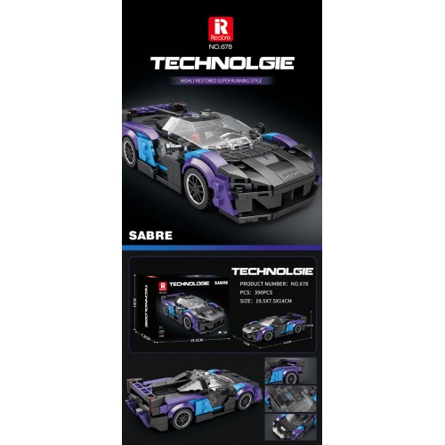 Sports Car Brick Set Black Blue 390 pcs.
