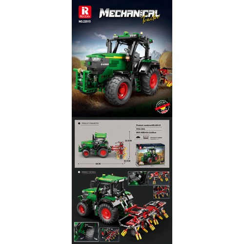 Green Tractor Building Blocks Set + Accessories 1828 pcs.