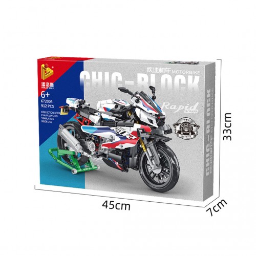 Motorcycle Racer Building Blocks Set White 912pcs.