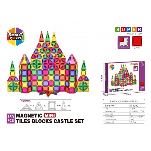 Set of Colorful Magnetic Blocks 150 pcs.